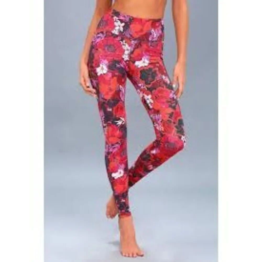 Free People Movement Free Love Floral Print Cropped Leggings Sz S High Rise